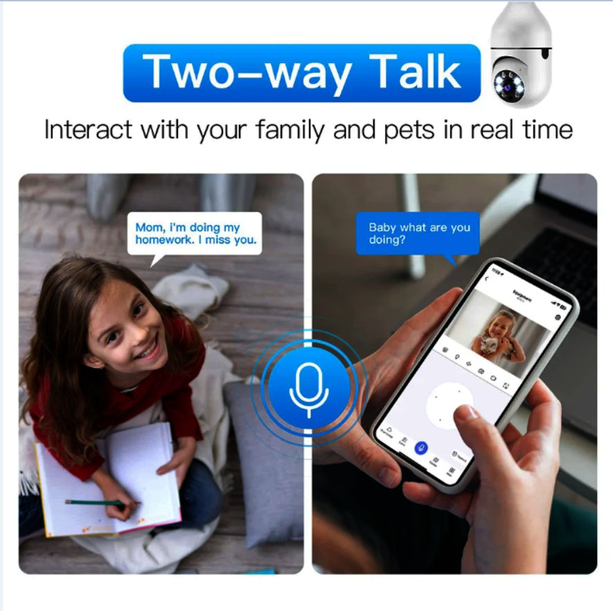 CCTV Light Bulb Camera - AI 360° Wireless