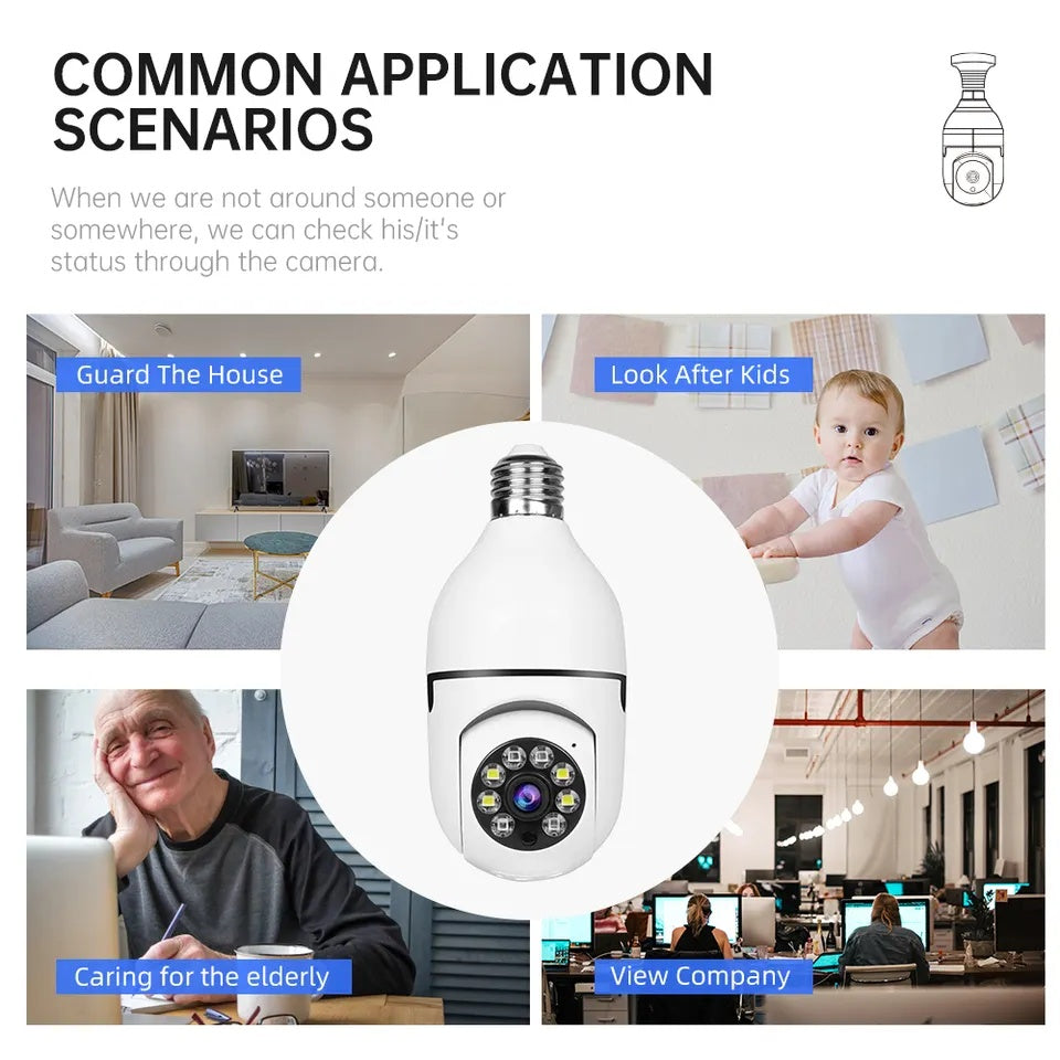 CCTV Light Bulb Camera - AI 360° Wireless